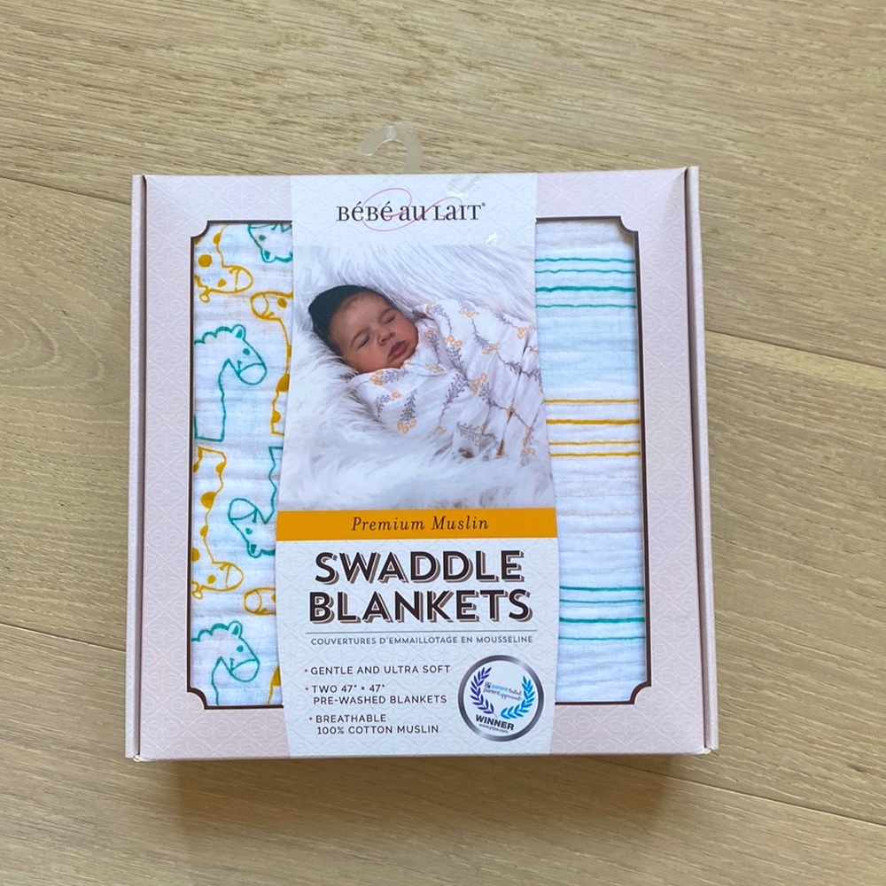NIB 🤍 Bebe Au Lait Muslin Swaddle Blankets